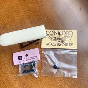 New Vintage Dollhouse Accessories, 3 pcs: Iron Board, Iron, Singer Sew Machine.